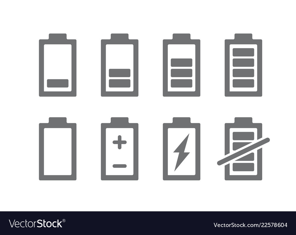 Set battery indicators icon charge level Vector Image