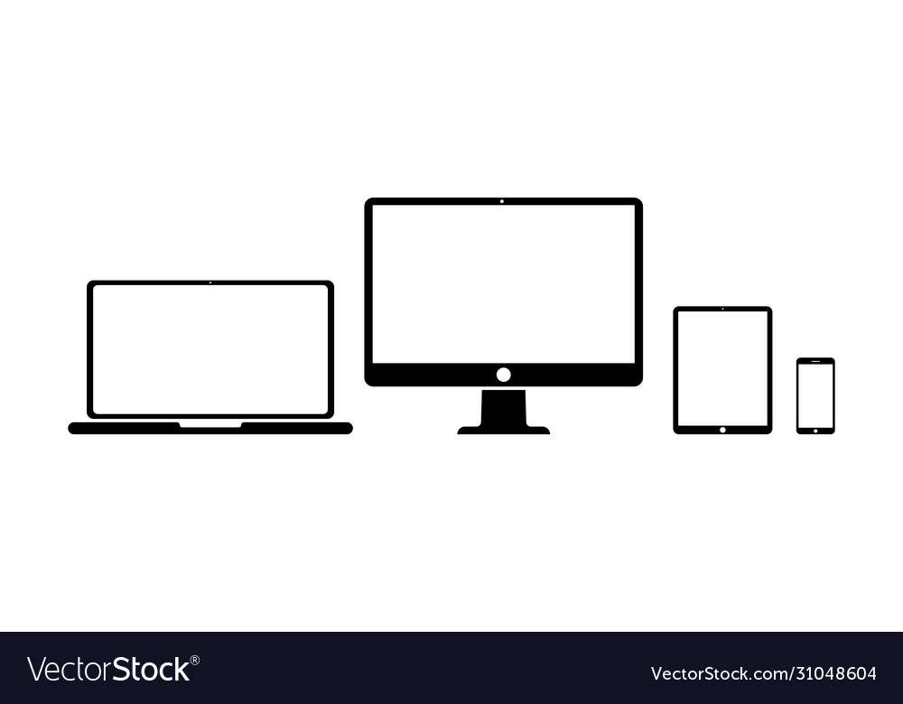 Set devices on white background computer vector image Set devices on white background computer