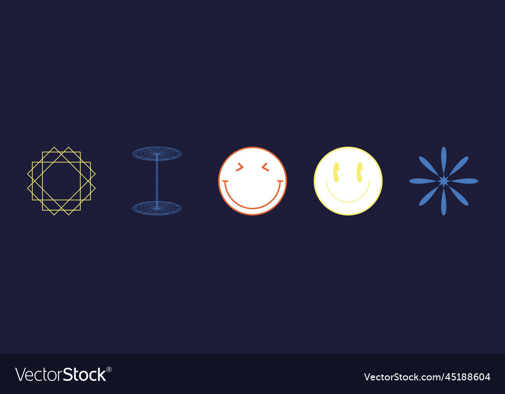 Set of y2k style objects brutalism vector image Set of y2k style objects brutalism