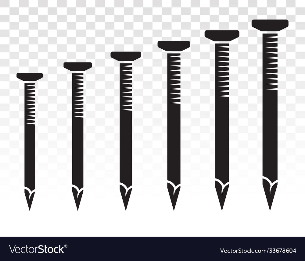 Set wood fasteners nails or concrete nails Vector Image