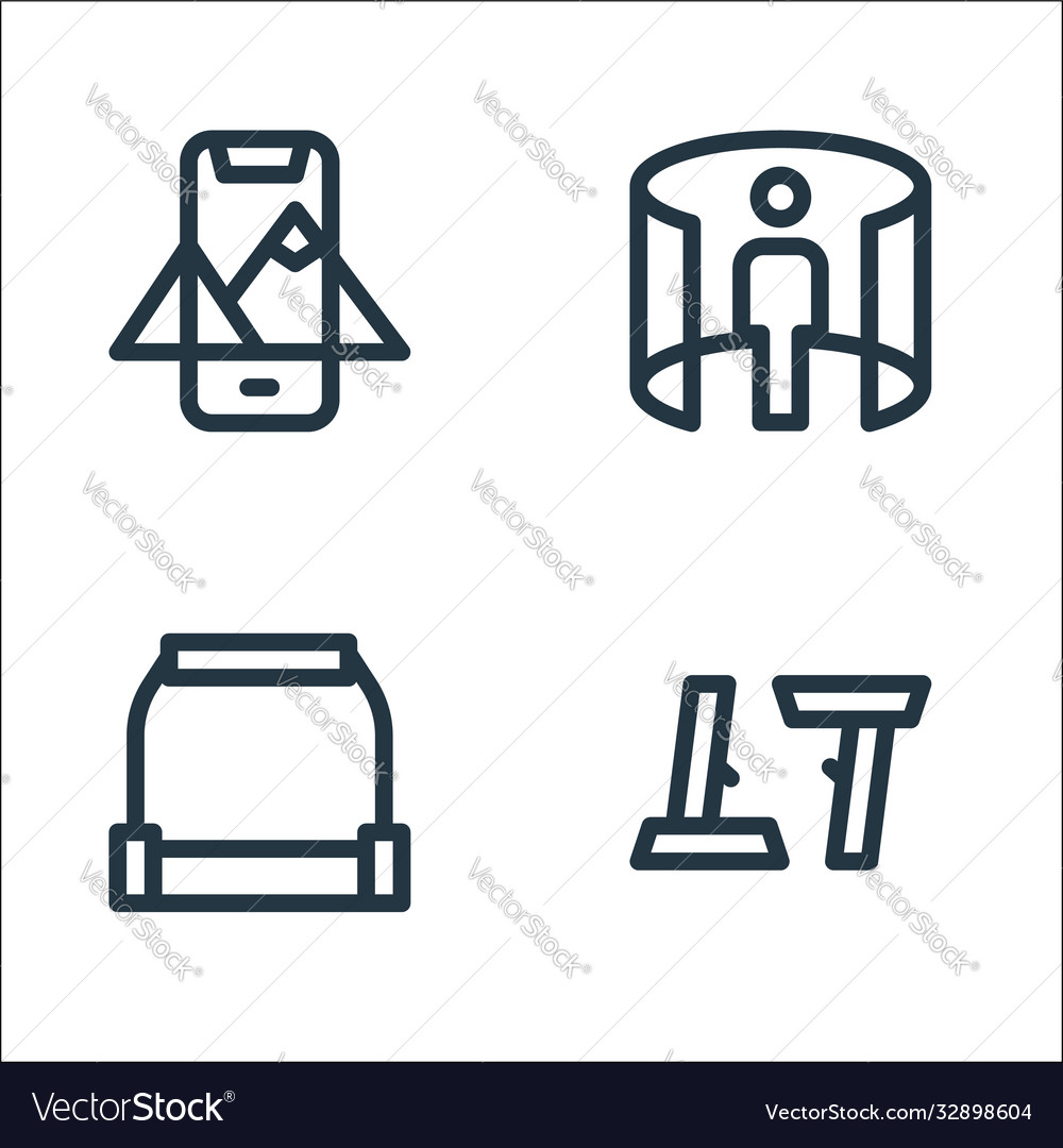 Virtual reality line icons linear set quality vector image Virtual reality line icons linear set quality