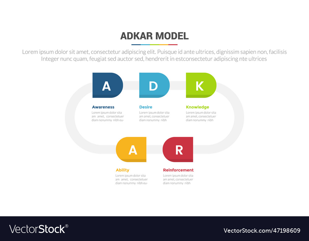 Adkar change management model stage infographics Vector Image