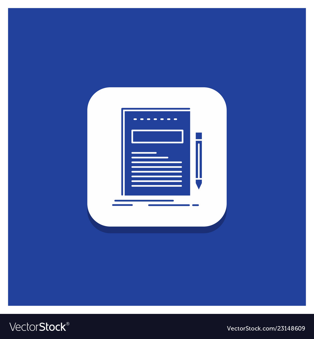 Blue round button for business document file vector image Blue round button for business document file