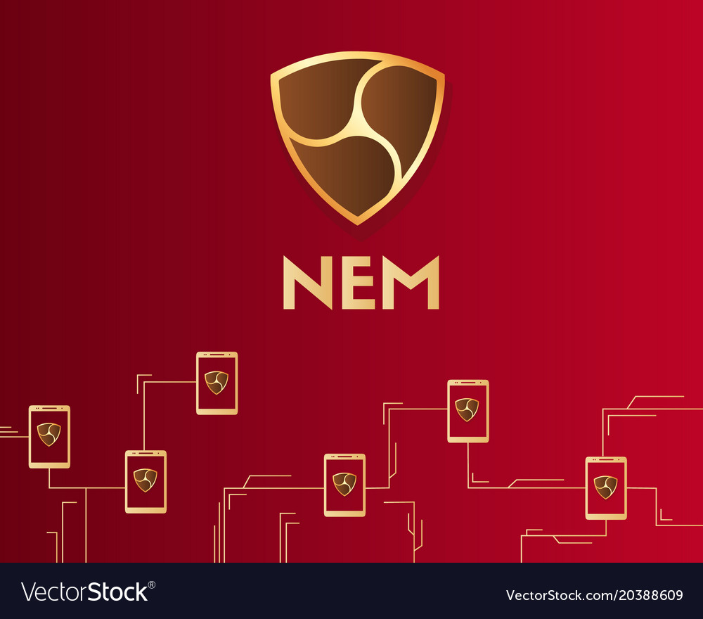 Cryptocurrency nem blockchain connected background