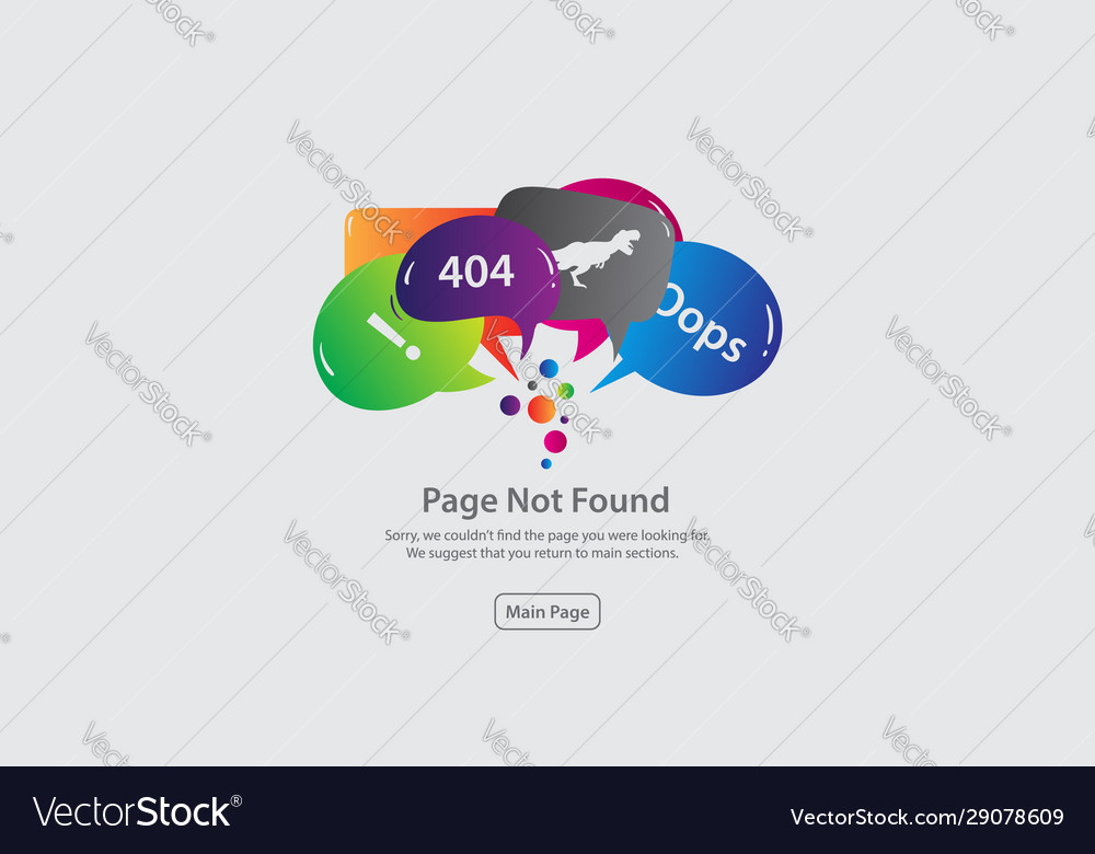 Error 404 page not found template design vector image Error 404 page not found template design