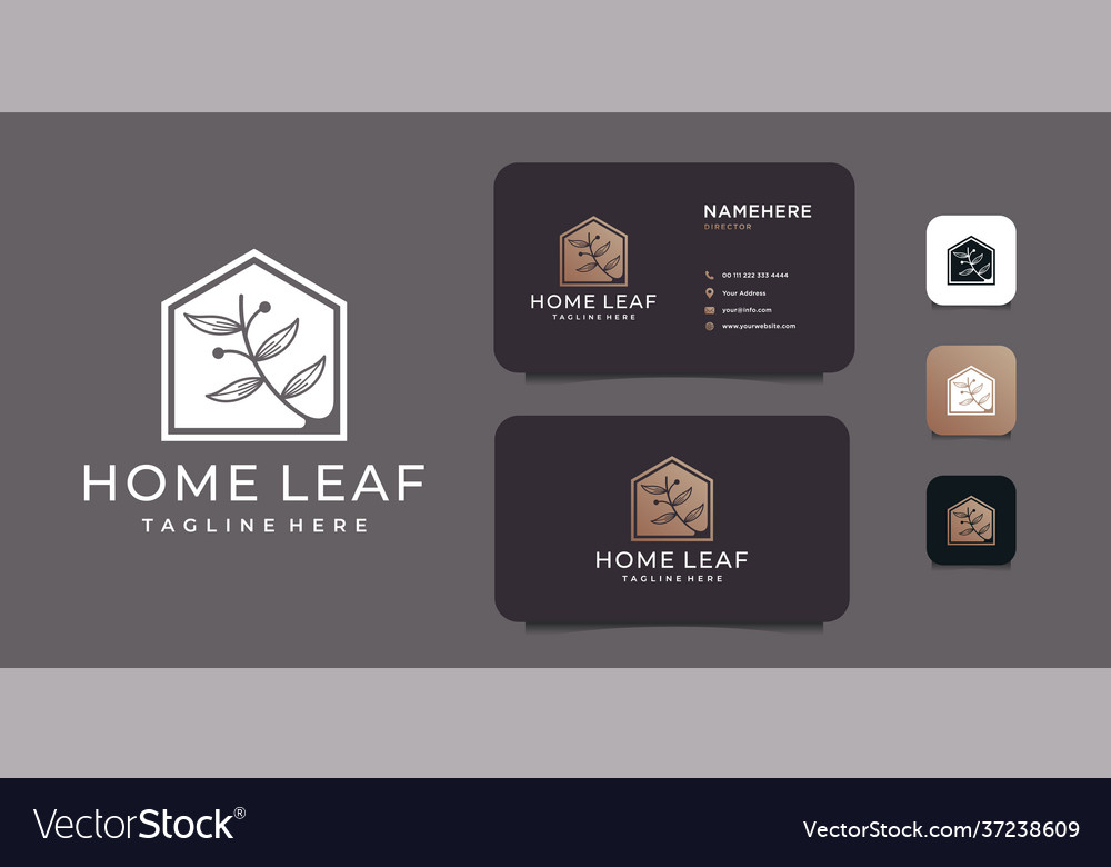 Home leaf negative beauty real estate logo design vector image Home leaf negative beauty real estate logo design