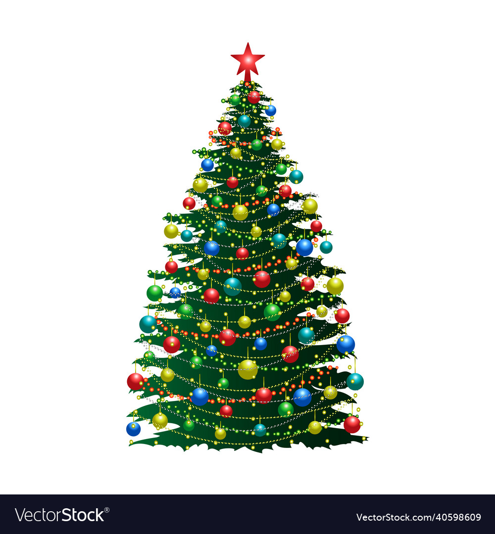 New year tree on white background Royalty Free Vector Image