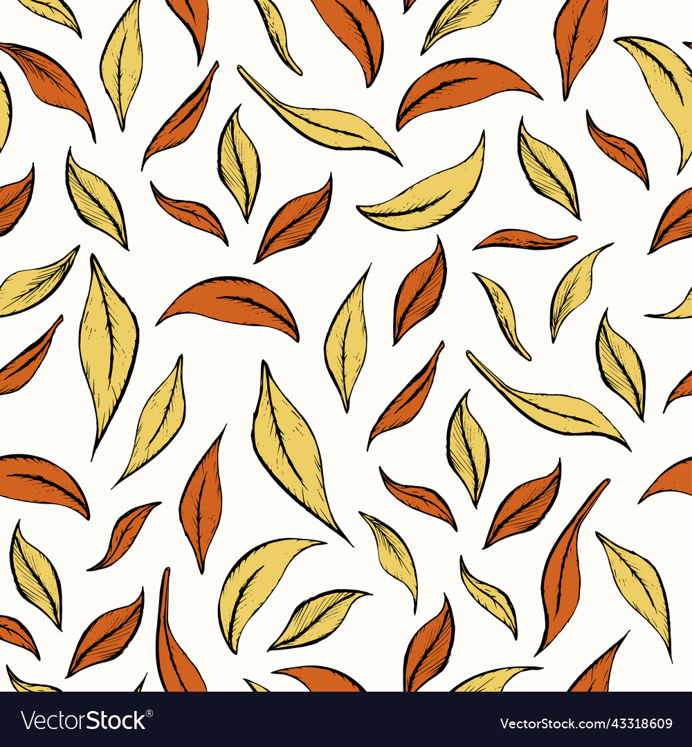 Pattern colorful leaves withoutline and color