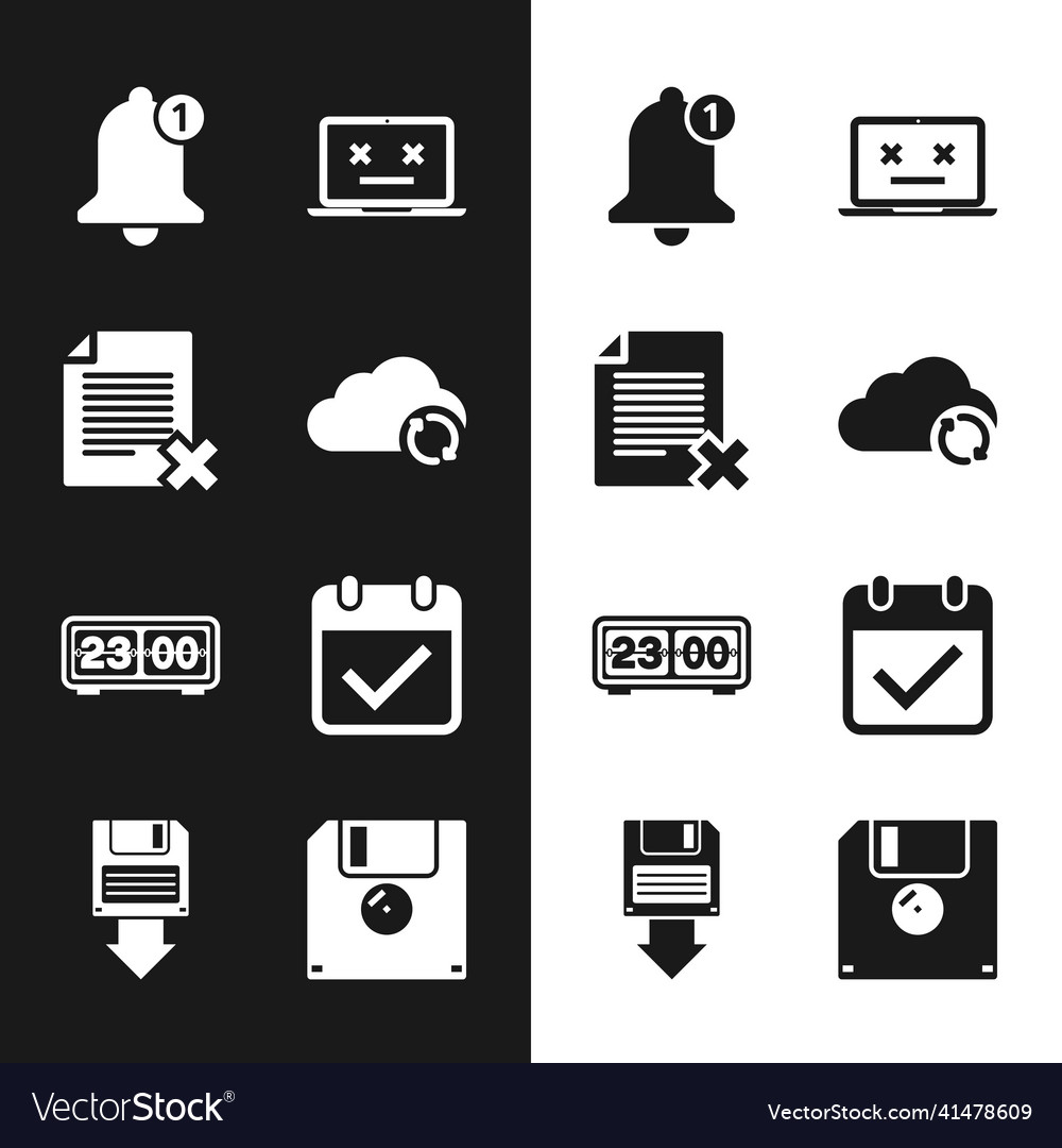 Set cloud sync refresh delete file document bell vector image Set cloud sync refresh delete file document bell