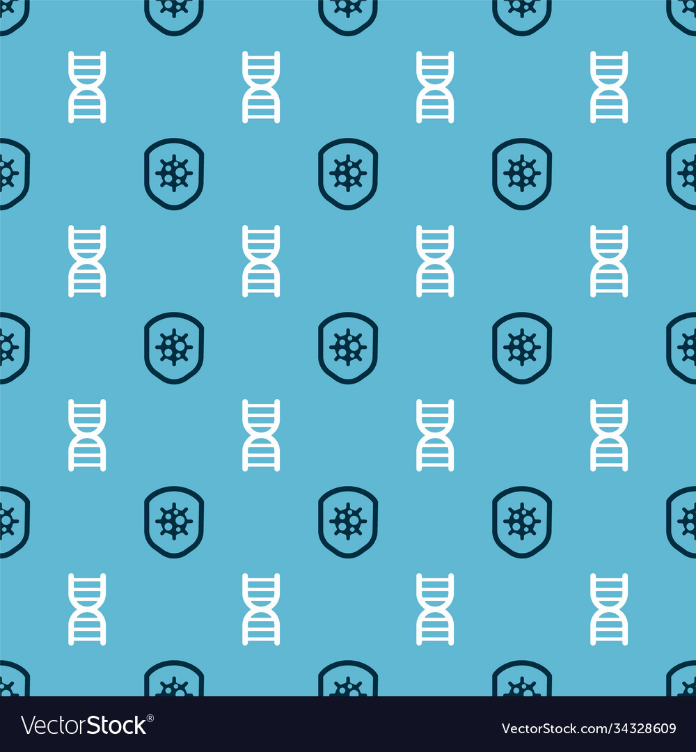 Set shield protecting from virus and dna symbol