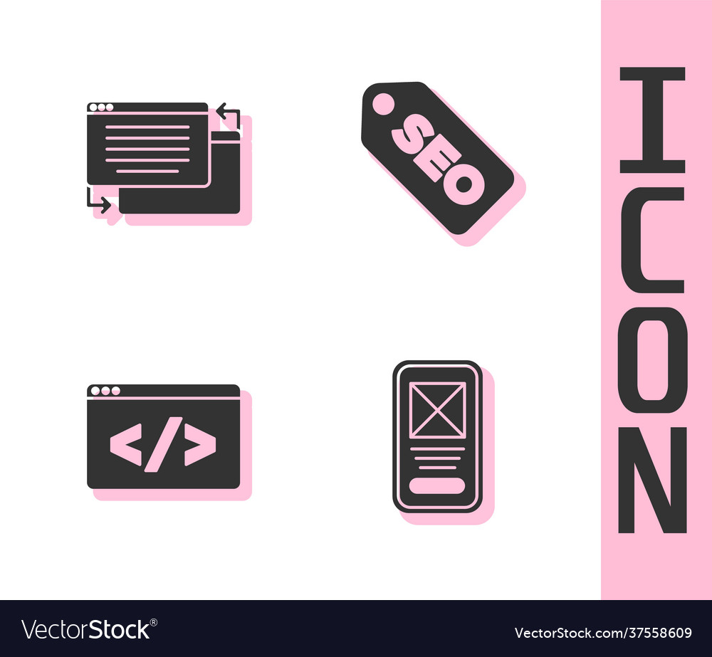 Set ui or ux design front end development vector image Set ui or ux design front end development