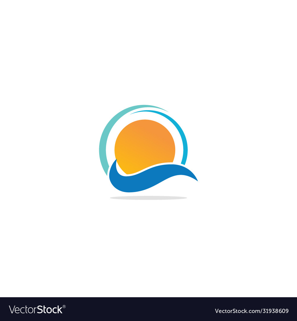 Sun set ocean wave logo