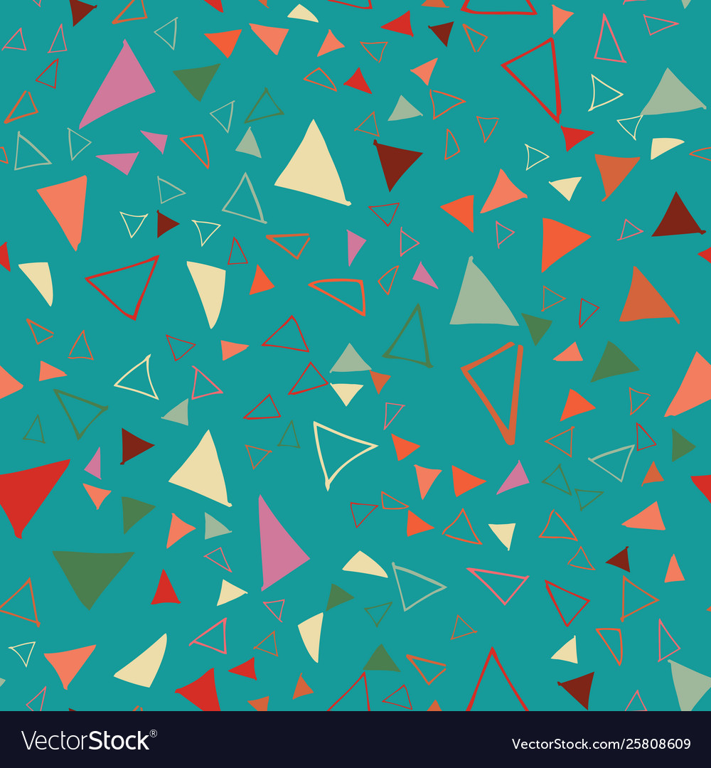 Triangle confetti seamless repeat pattern design vector image Triangle confetti seamless repeat pattern design