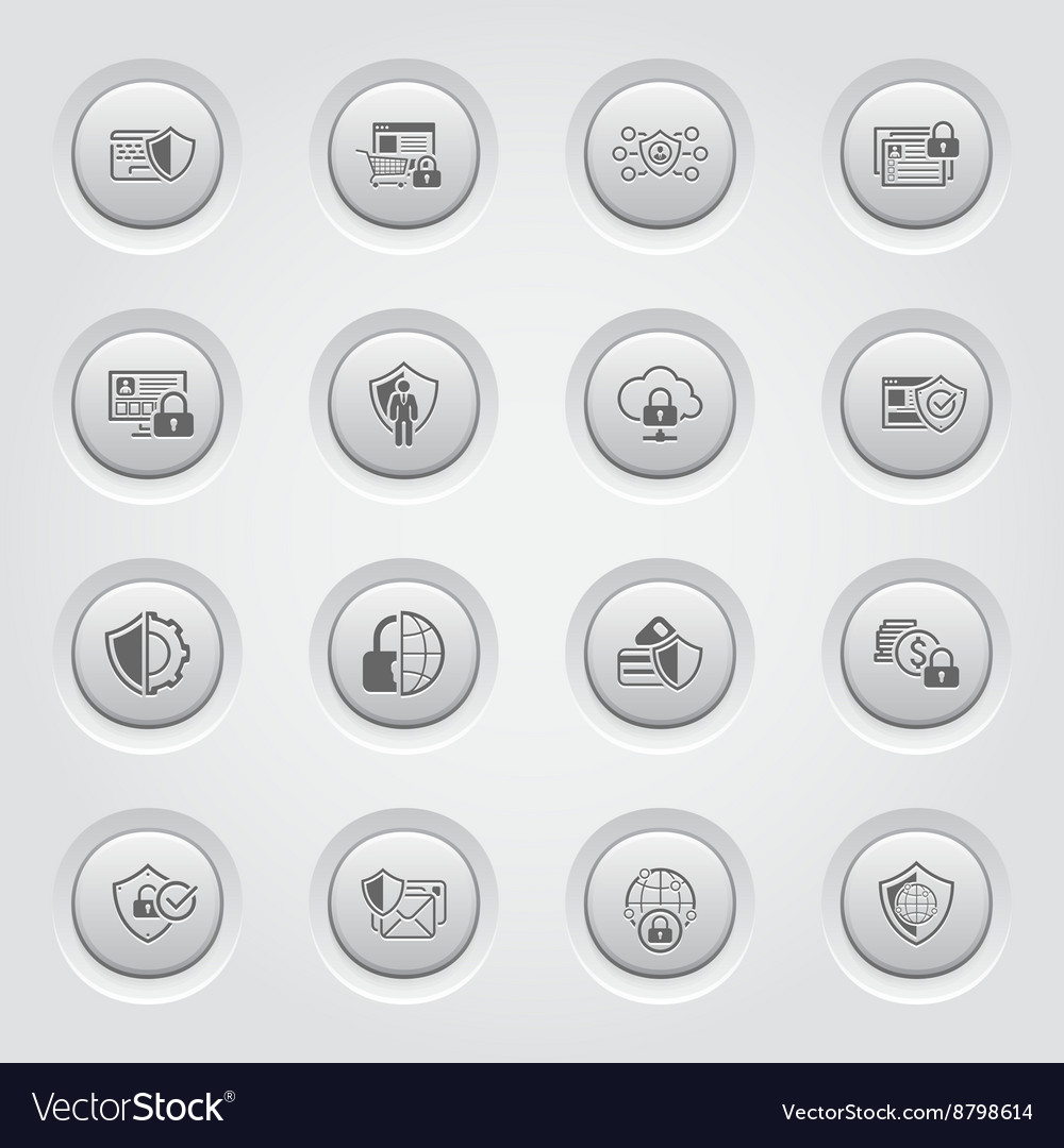 Button design protection and security icons set