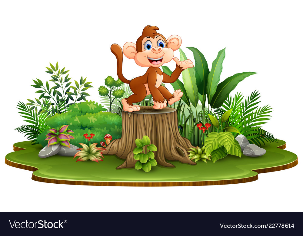 cartoon happy monkey standing