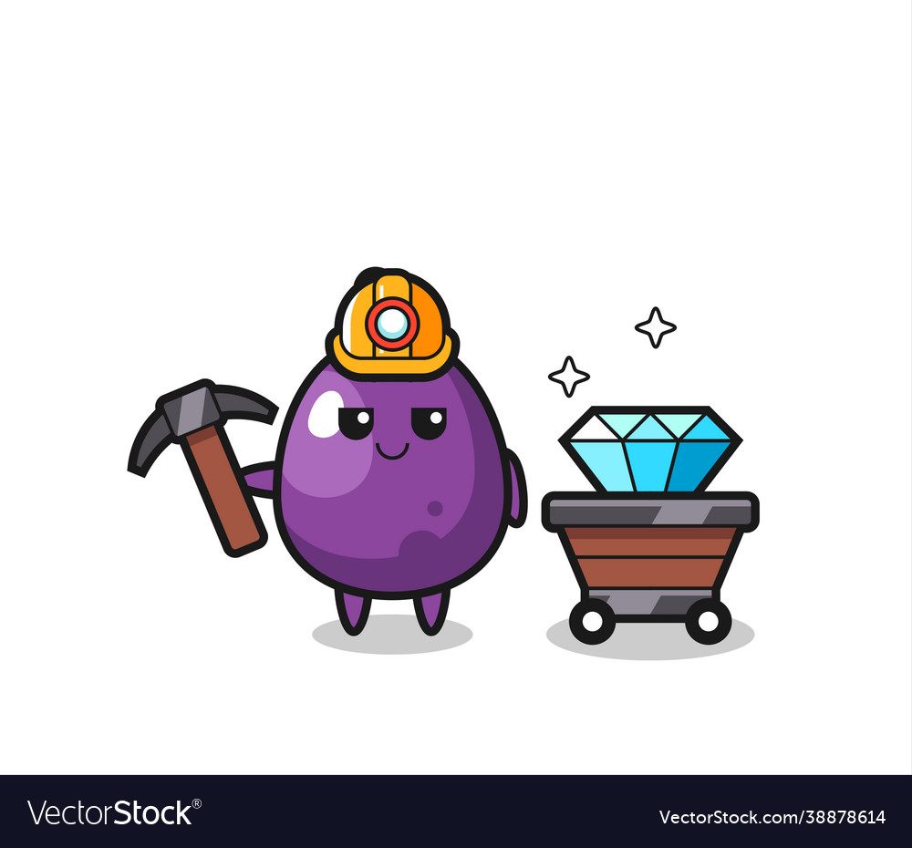 Character eggplant as a miner