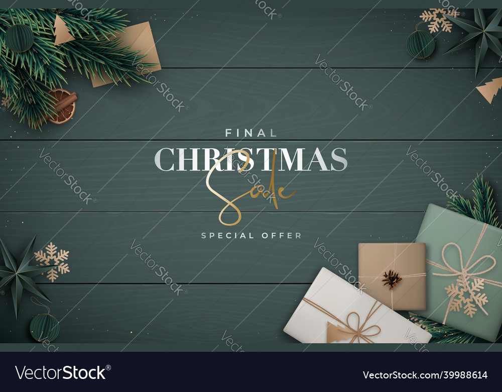 Christmas sale background flat lay composition