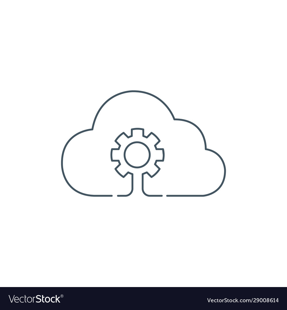 Cloud storage settings linear icon thin line web