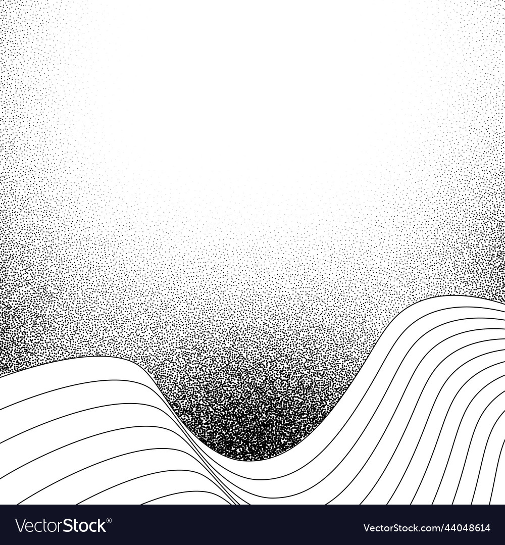 Dotwork wave pattern background black noise lines Vector Image Dotwork wave pattern background black noise lines