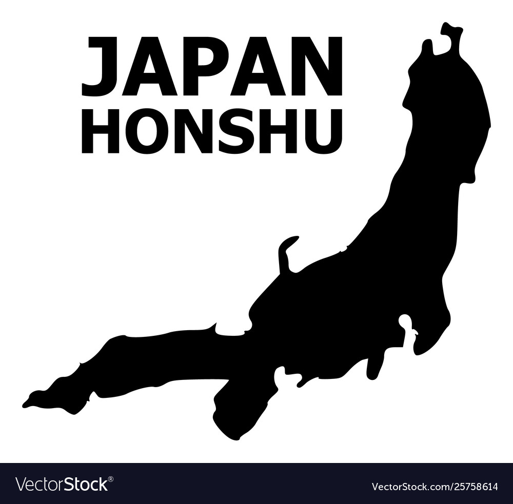 Flat map honshu island with name