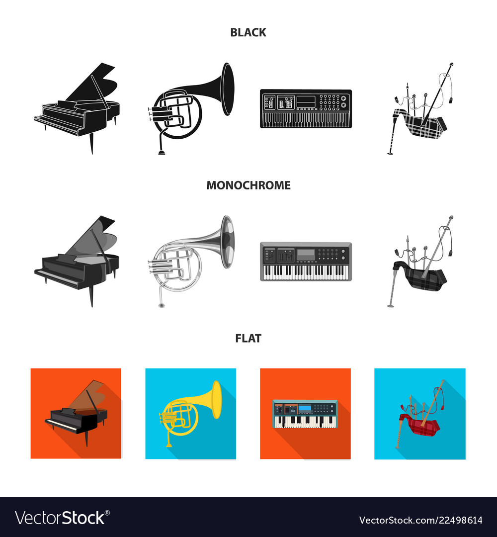 Isolated object of music and tune sign collection vector image Isolated object of music and tune sign collection