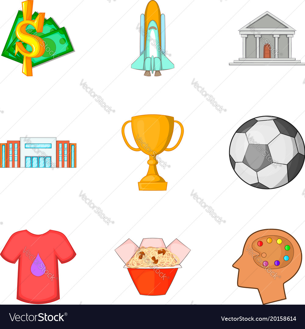 New disciple icons set cartoon style Royalty Free Vector