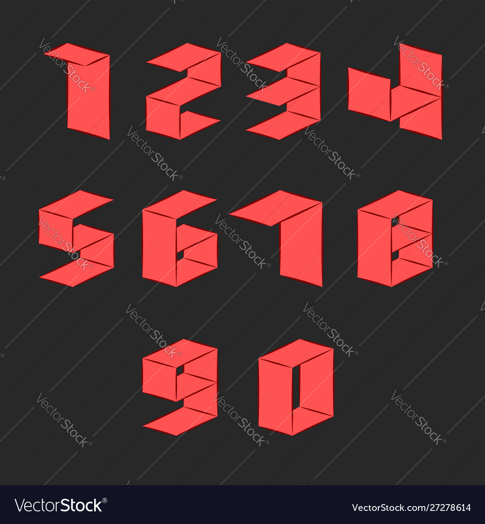 Numbers set isometric parallel surfaces shape
