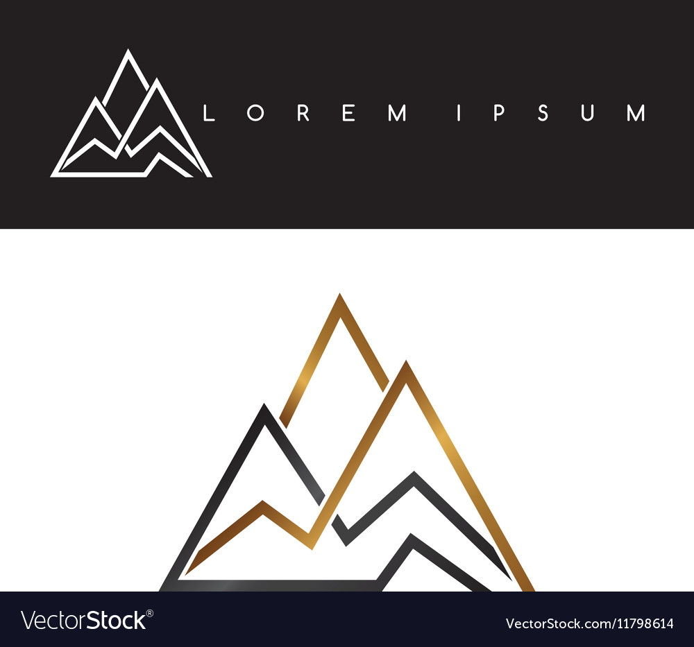 Overlapped line mountains symbol golden