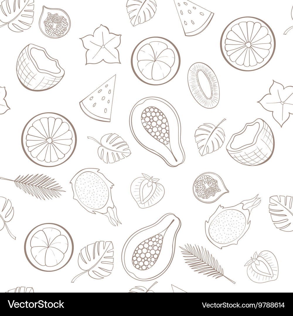 Seamless exotic fruit pattern Royalty Free Vector Image