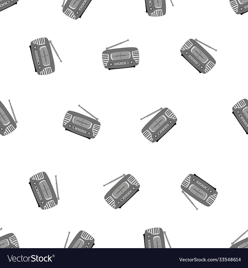 Seamless pattern radio icon isolated vector image Seamless pattern radio icon isolated