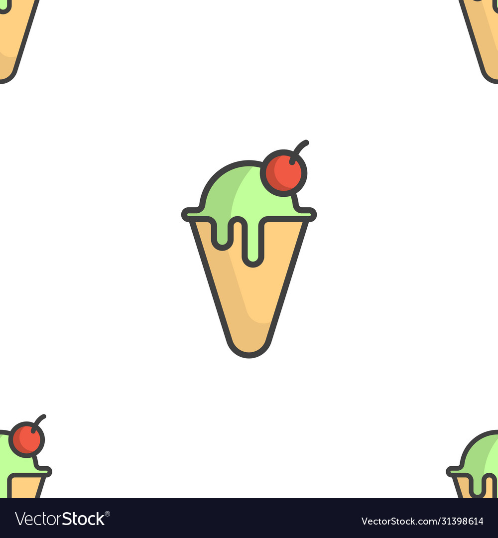 Seamless pattern with ice cream in a conical vector image Seamless pattern with ice cream in a conical