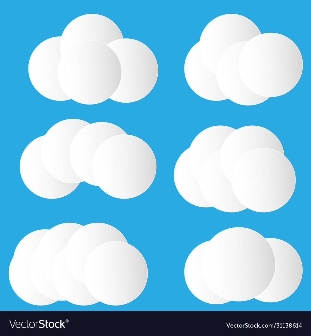Set realistic clouds made with circles vector image Set realistic clouds made with circles