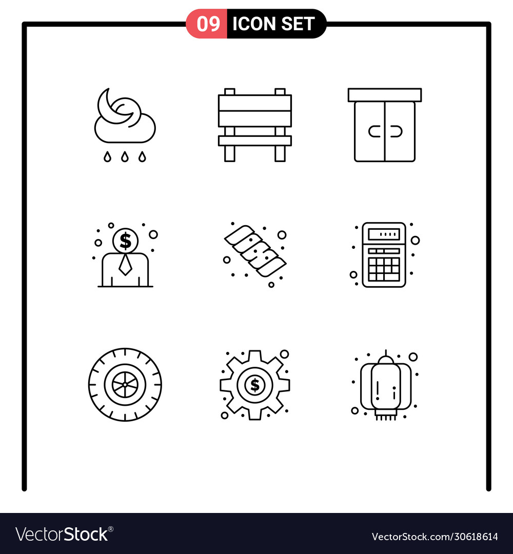 Stock icon pack 9 line signs and symbols