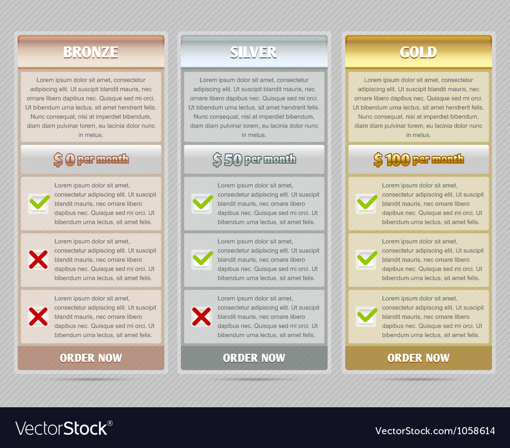 Subscription plan template Royalty Free Vector Image