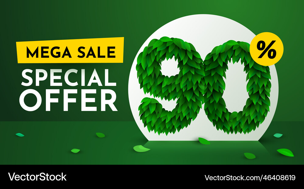 90 percent off discount creative composition Vector Image