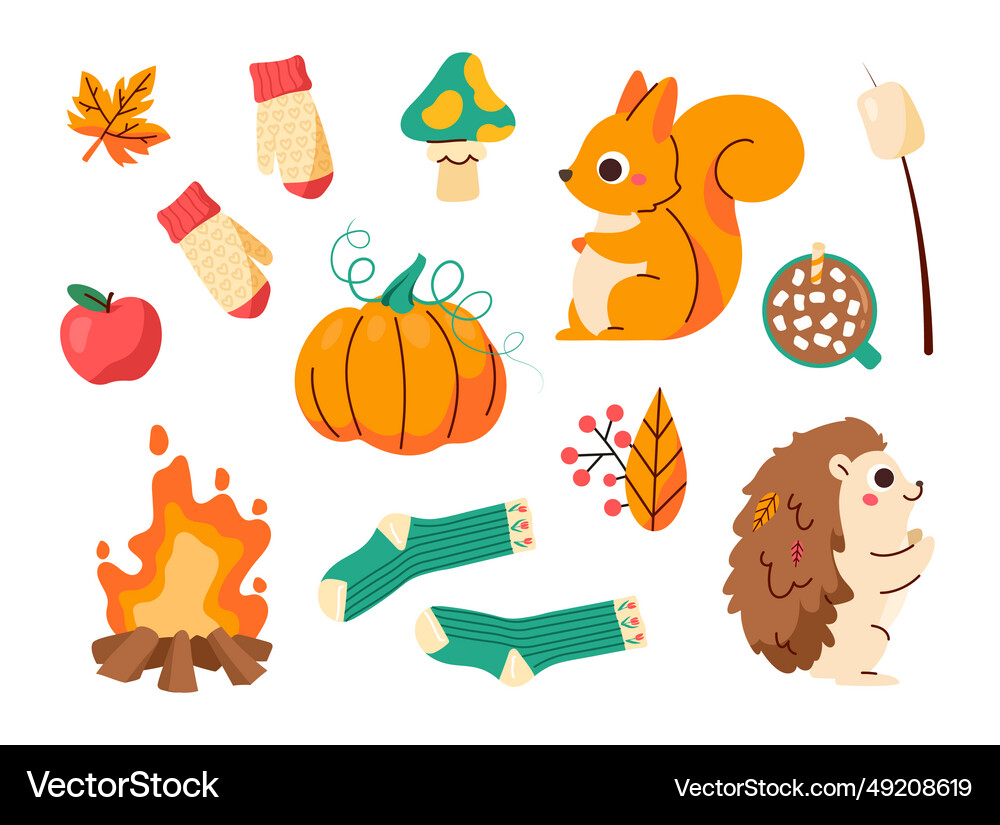 Autumn elements set Royalty Free Vector Image - VectorStock