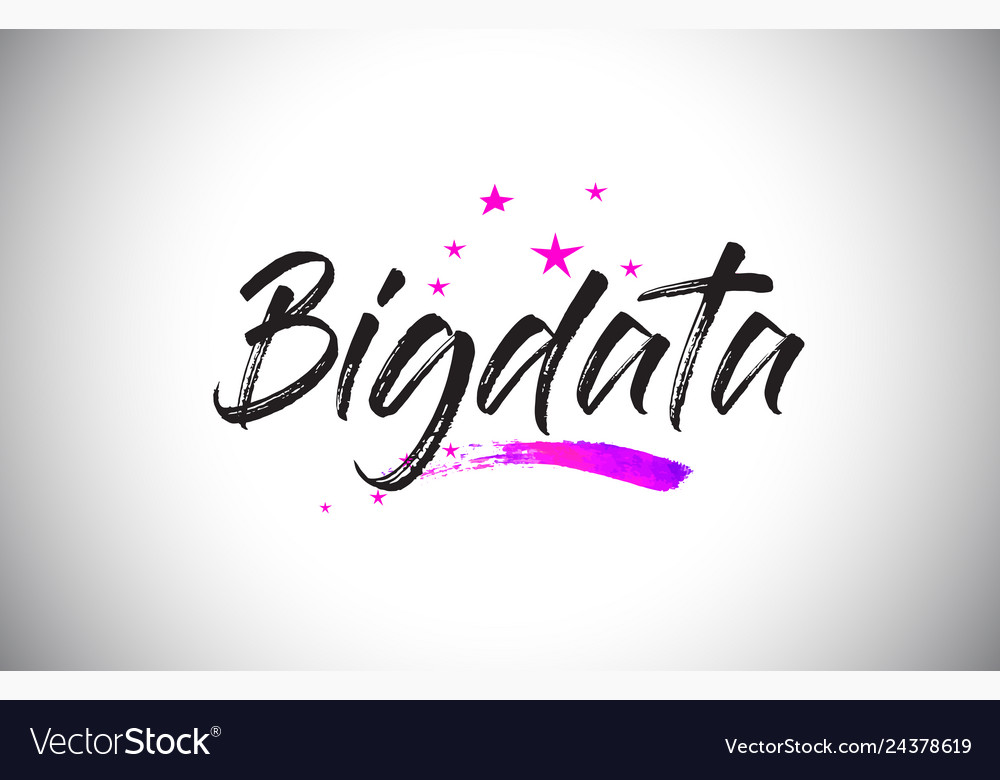 Bigdata handwritten word font with vibrant violet