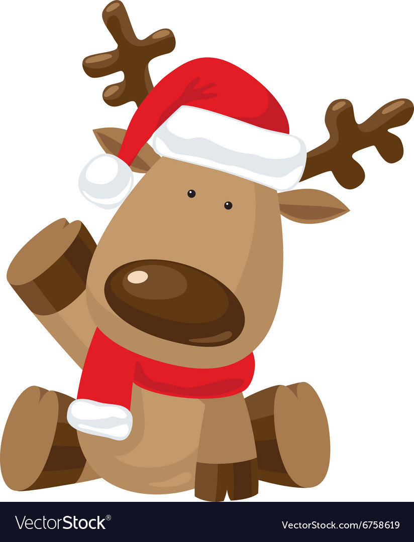 Christmas reindeer with a raised right hoof Vector Image