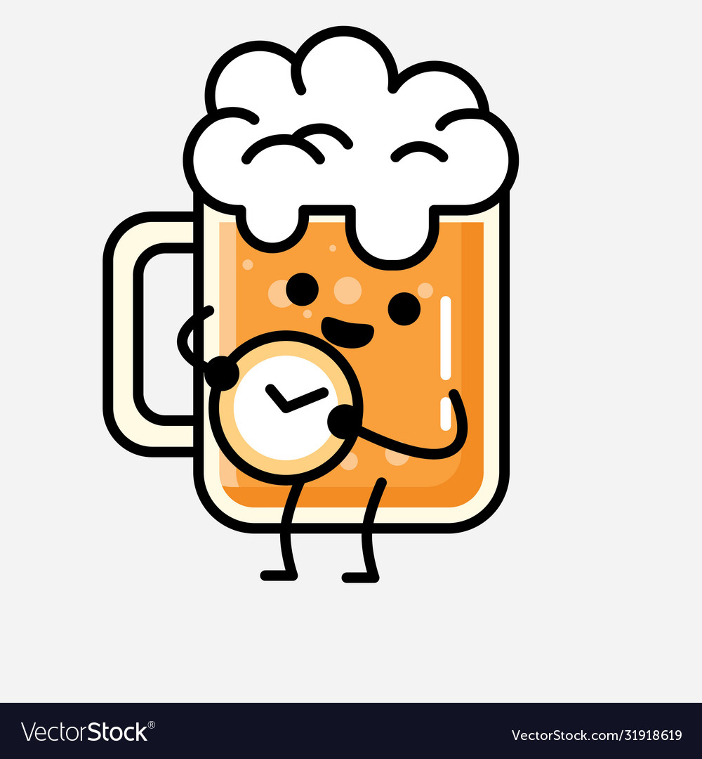 Cute beer mascot character in flat design style Vector Image