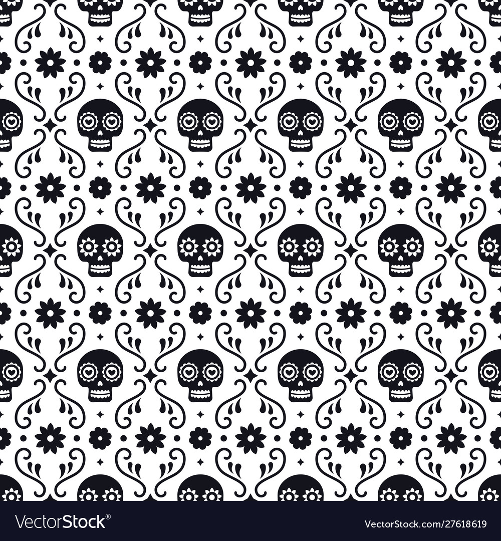 Day dead seamless pattern with skulls