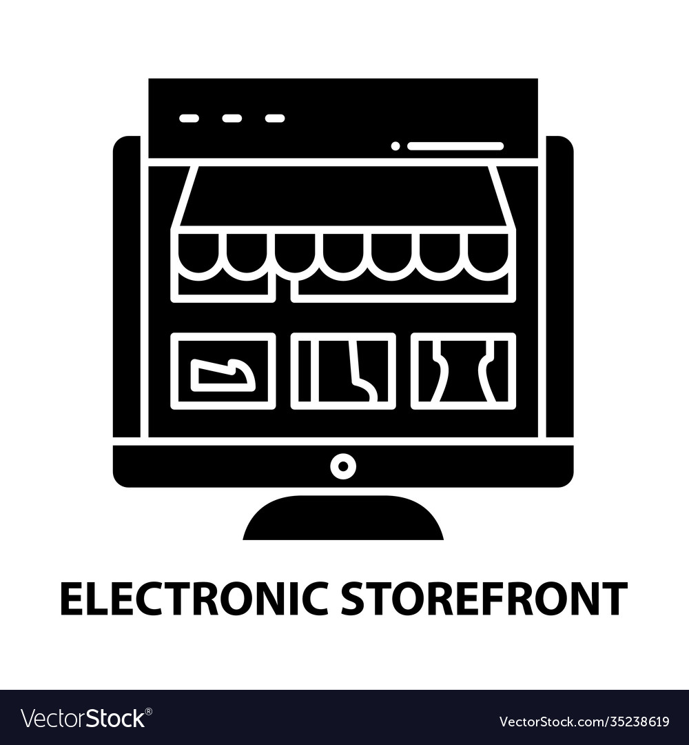 Electronic storefront icon black sign Royalty Free Vector