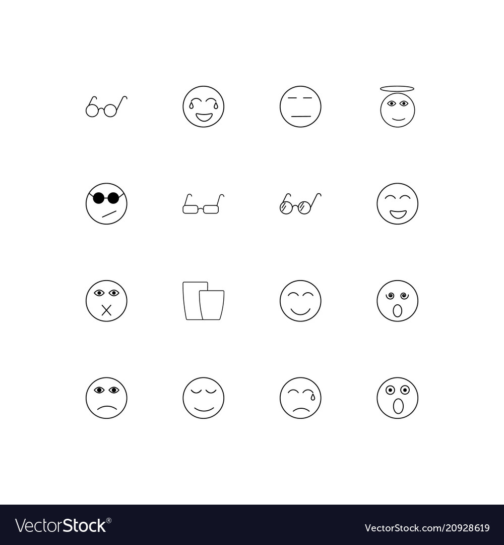 Emoticons linear thin icons set outlined simple