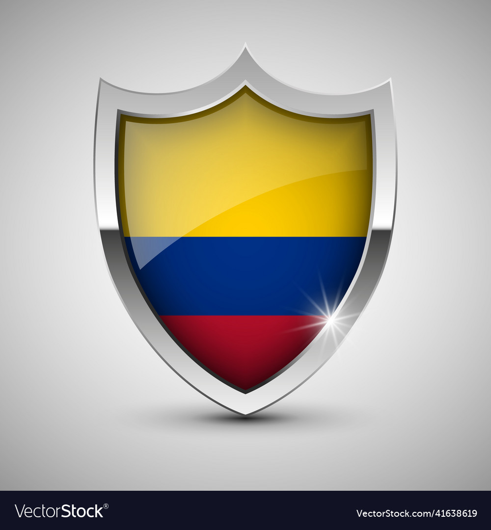 Eps10 patriotic shield with flag of colombia Vector Image