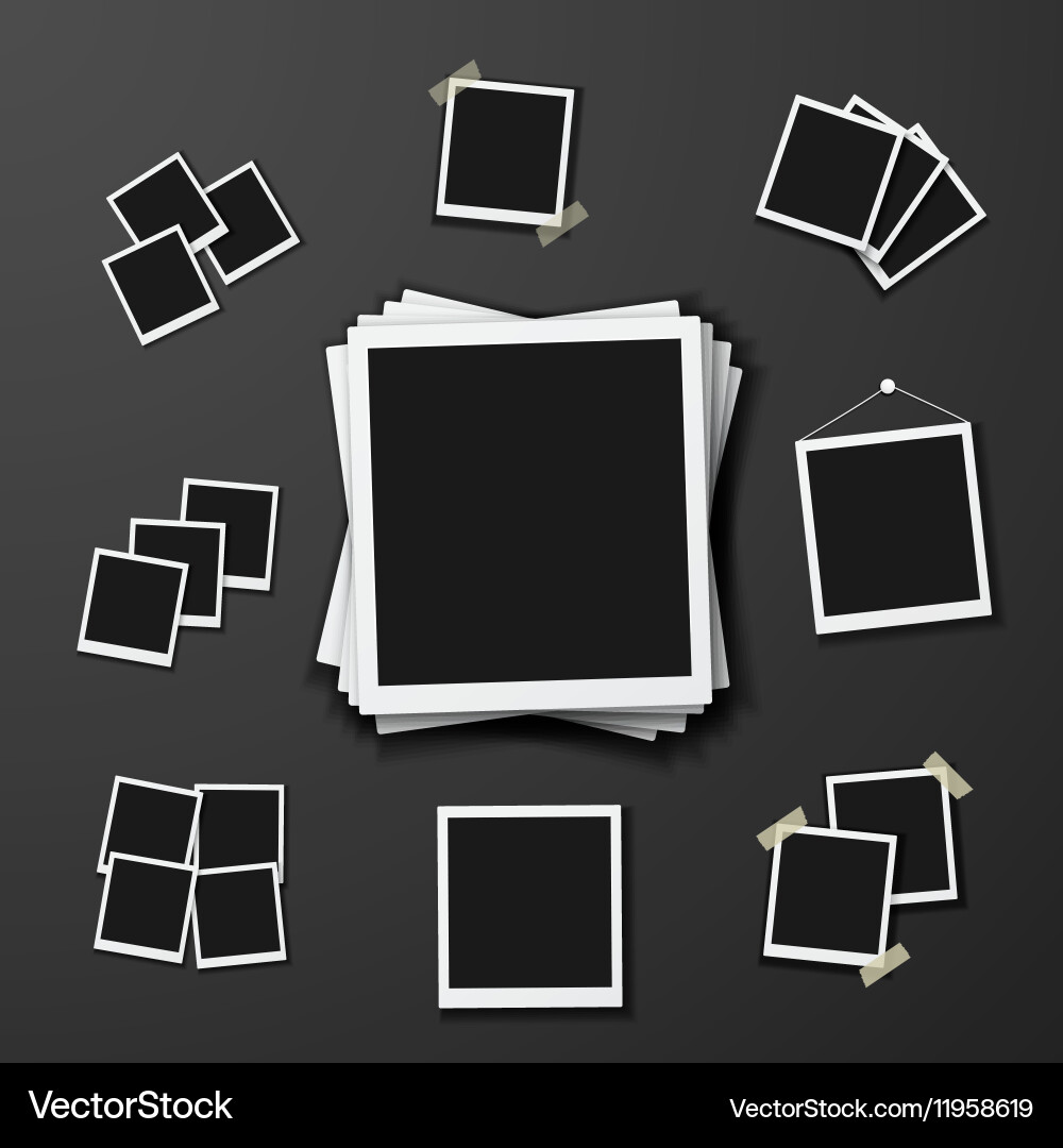 EPS10 Retro Instant Photo Frame Mockup Royalty Free Vector