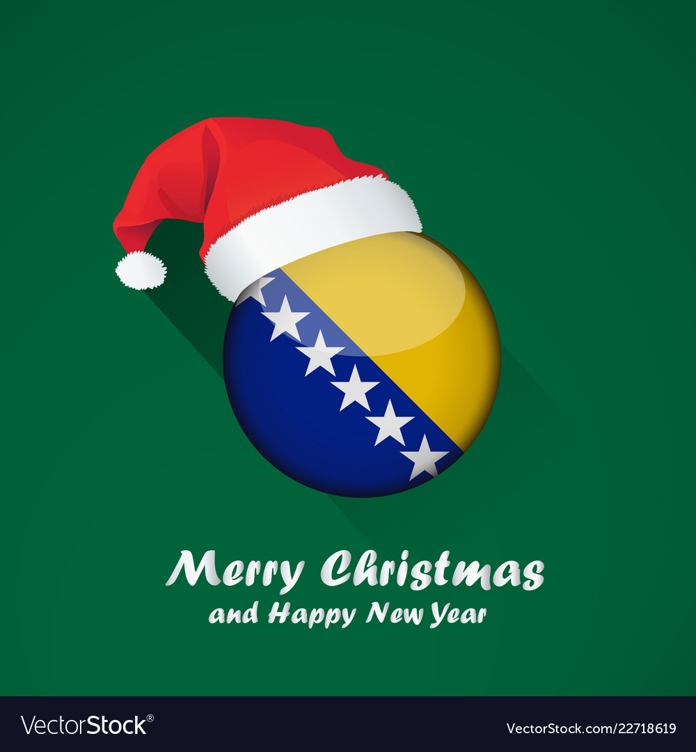Flag of bosnia and herzegovina merry christmas Vector Image