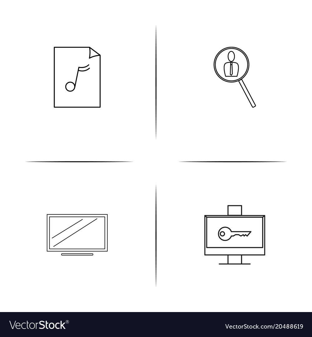 Office simple linear icons set outlined