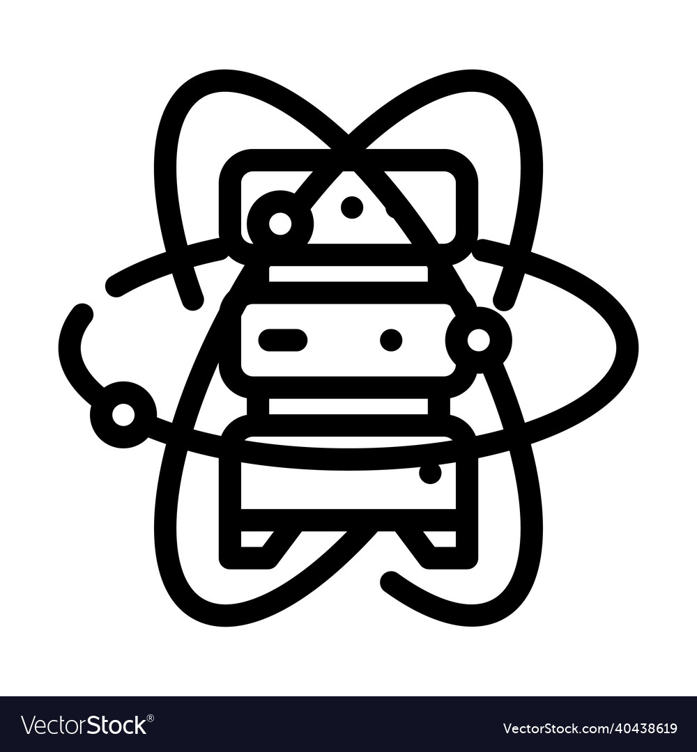 Quantum computer data server line icon vector image Quantum computer data server line icon