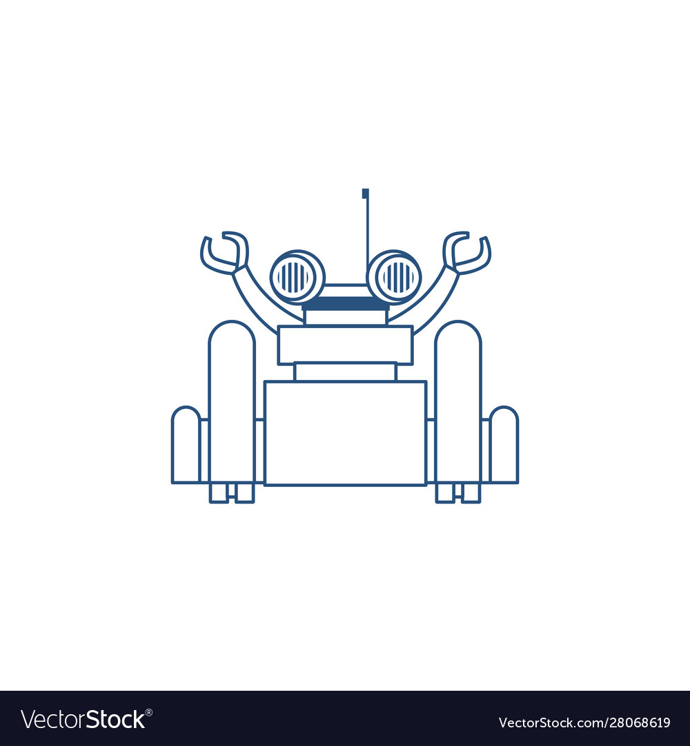 Robot with wheels line style icon