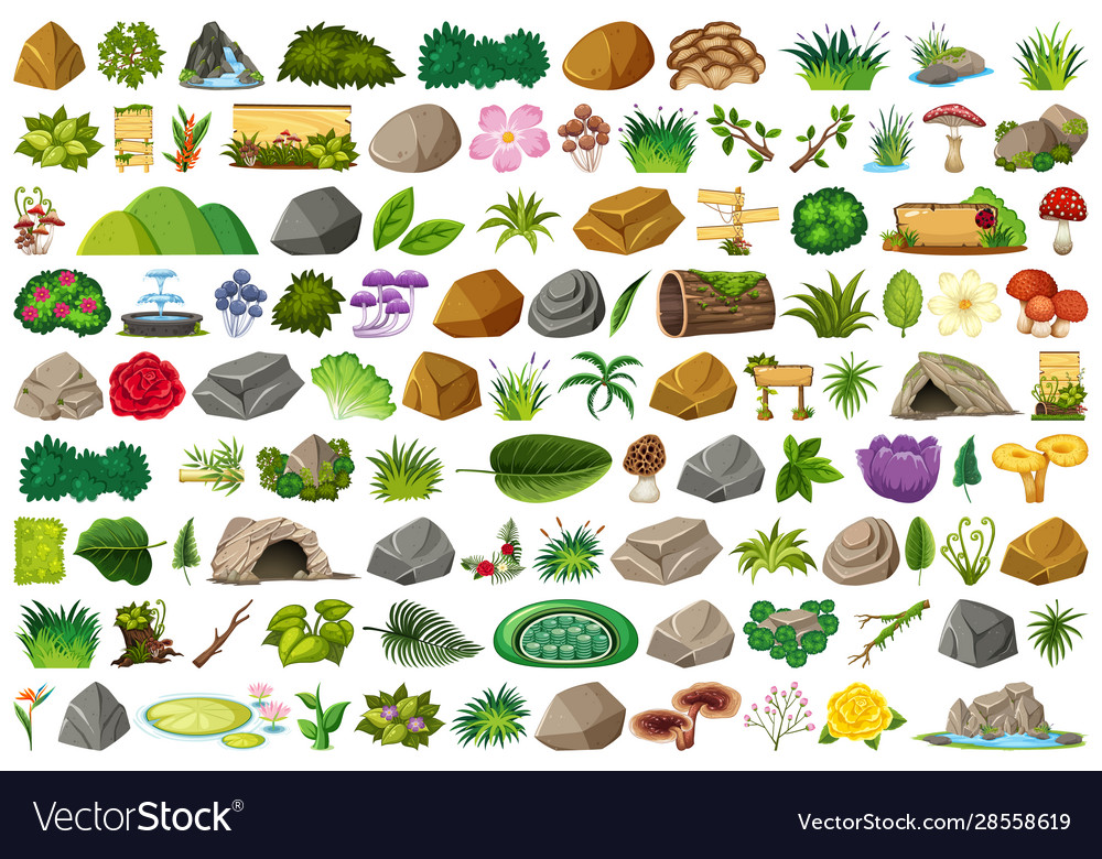 Set isolated objects theme - nature vector image Set isolated objects theme - nature