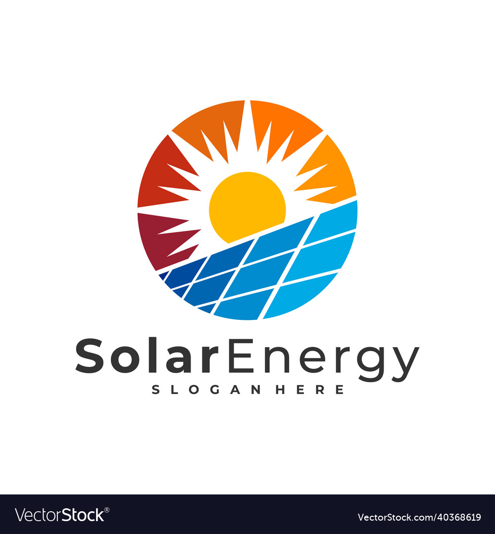 Solar logo template creative sun energy Royalty Free Vector